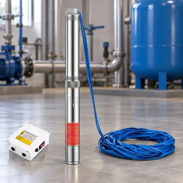 Electrobomba sumergible LEO 3XRm con cable plano y caja de partida monofásica