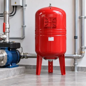 Estanque hidroneumático Varem 150L 10 Bar vertical junto a electrobomba en sistema de presurización